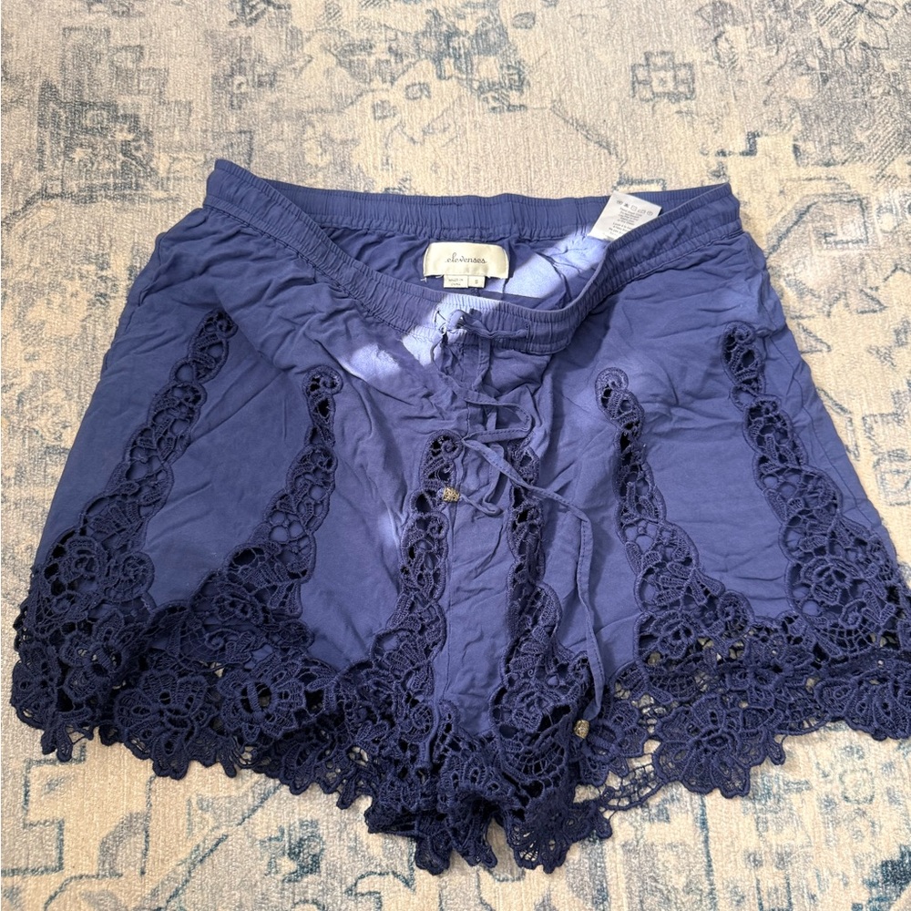 Anthropologie navy blue elastic-waist shorts